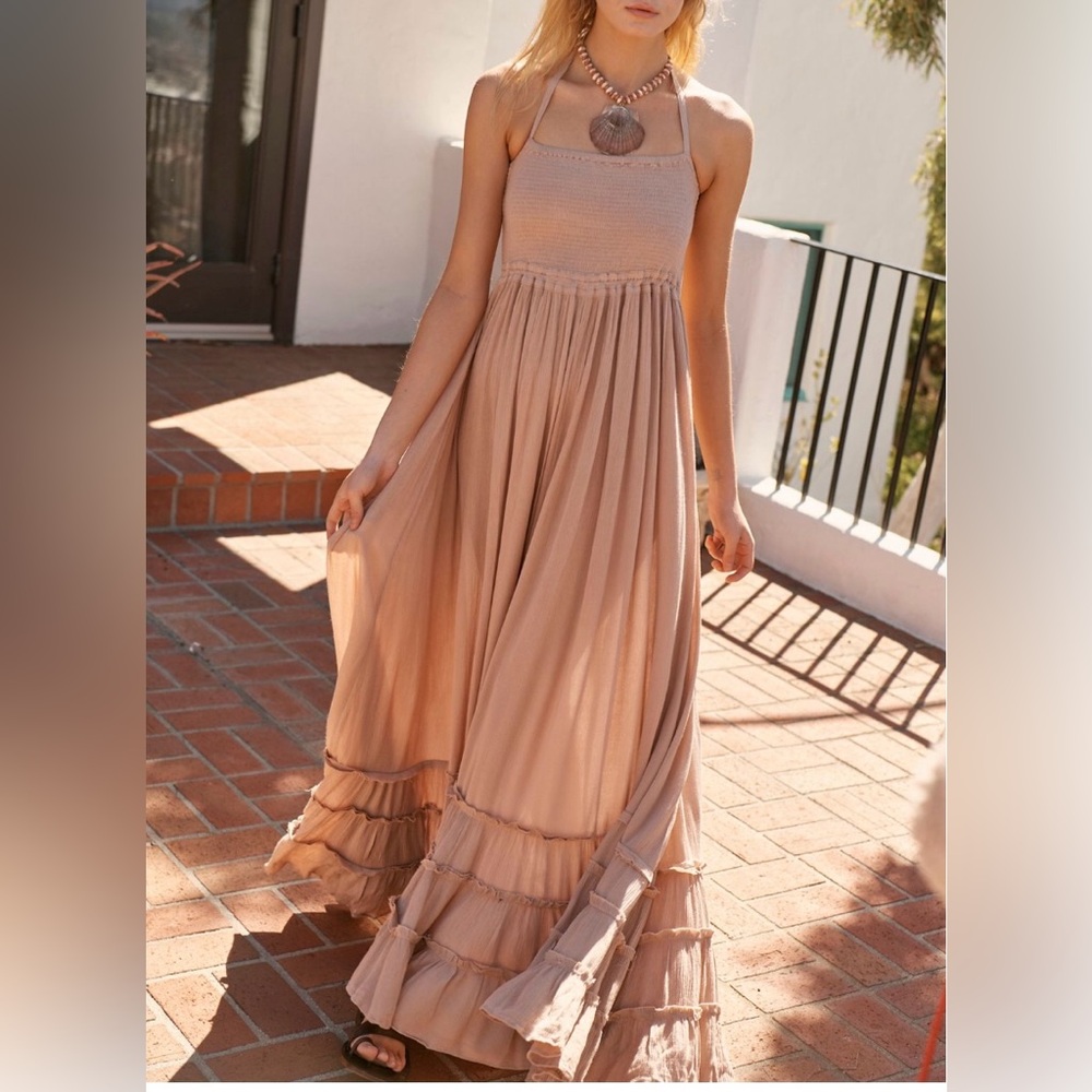 Free People Extratropical Maxi Dress in Color Taupe
